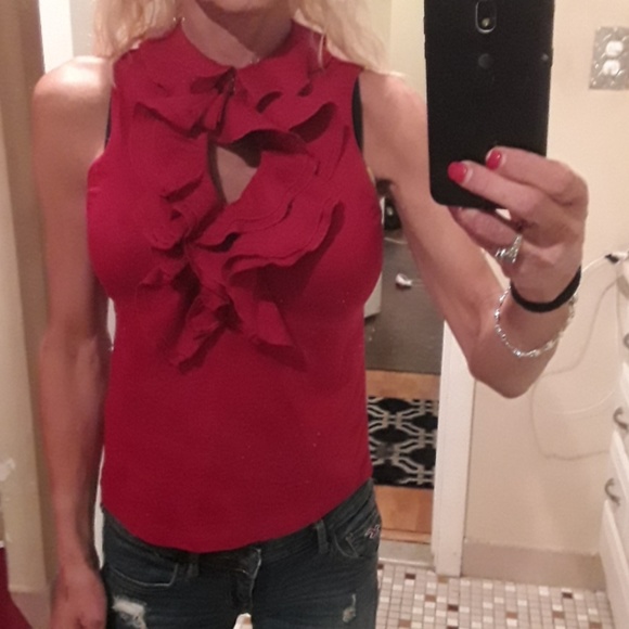 '❤Xmas-Ralph Lauren Red Ruffle Top - Picture 2 of 7
